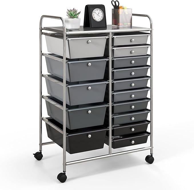 GOFLAME 15-Drawer Rolling Storage Cart, Utility Cart by GOFLAME
