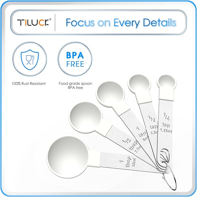 TILUCK Measuring Cups & Spoons Set, Stackable Cups and Spoons, Nesting Measure - Image 5