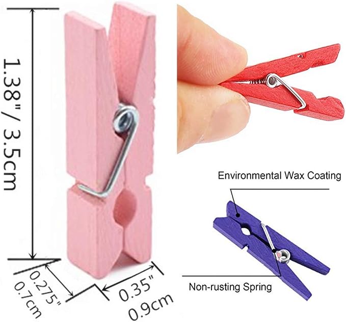 DurReus Wooden Clothespin Ornaments Cute Mini Strong Clothes Pin Hanging - Image 3
