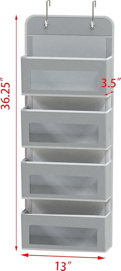 Simple Houseware 4 Clear Window Pocket Over Closet Door Storage Hanging - Image 2