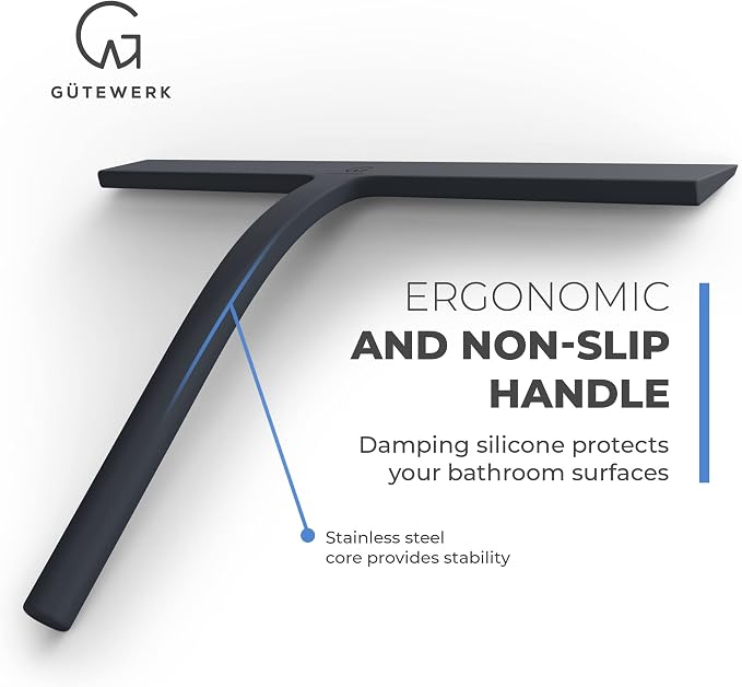 GÜTEWERK Shower Squeegee for Glass Doors, Silicone Window Squeegee, Bathroom - Image 2