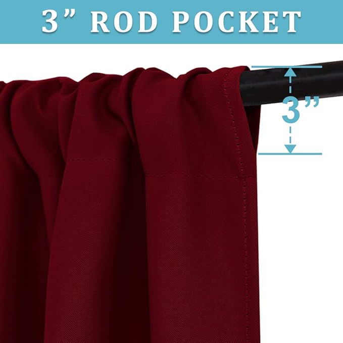 RYB HOME Curtains for Bedroom 63 inches Long, W 34 x L 63, Burgundy Red - Image 4