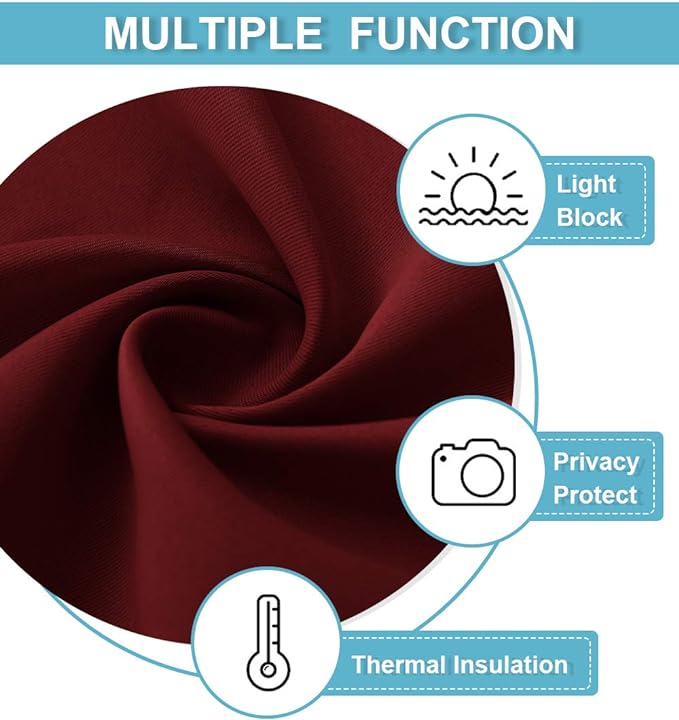 RYB HOME Red Curtains Blackout Window Covering Light Blocking UV Protection - Image 6