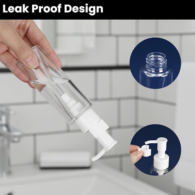 5 Pack 3.4 Oz/100ml Travel Pump Bottle TSA Approved Empty Plastic Pump Bottles - Image 3