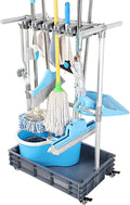 Broom And Mop Holder Put Wet Mops Movable Floor-Mounted Mop Rack Floor Standing by QTJH