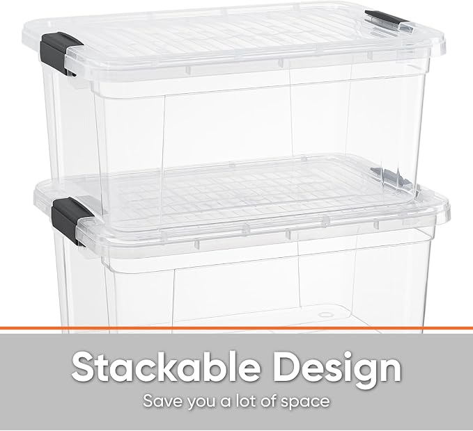 Superio Storage Bins with Lids- 4 Pack, 1.85 Qt Clear Boxes - Image 3
