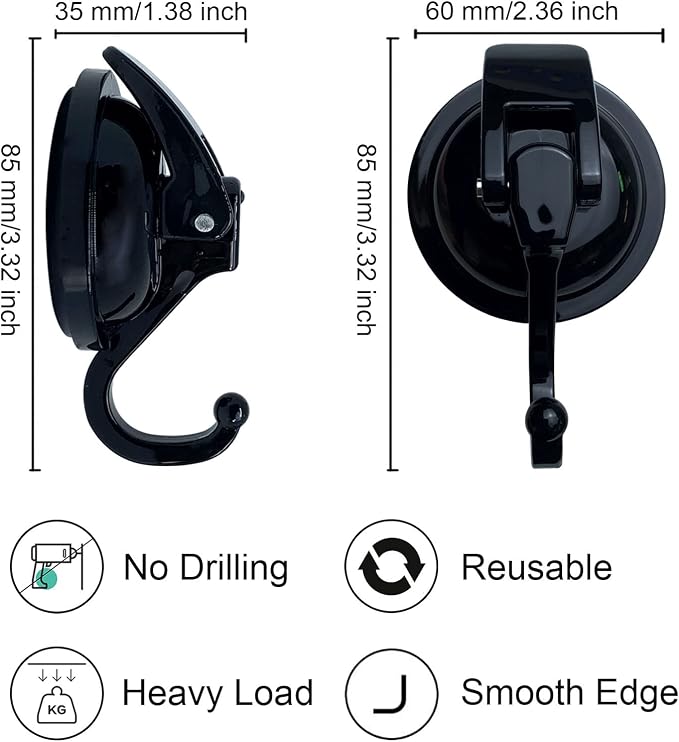 Heavy Duty Suction Cup Hooks for Shower, Bathroom Robe, Garland Decoration - Image 5