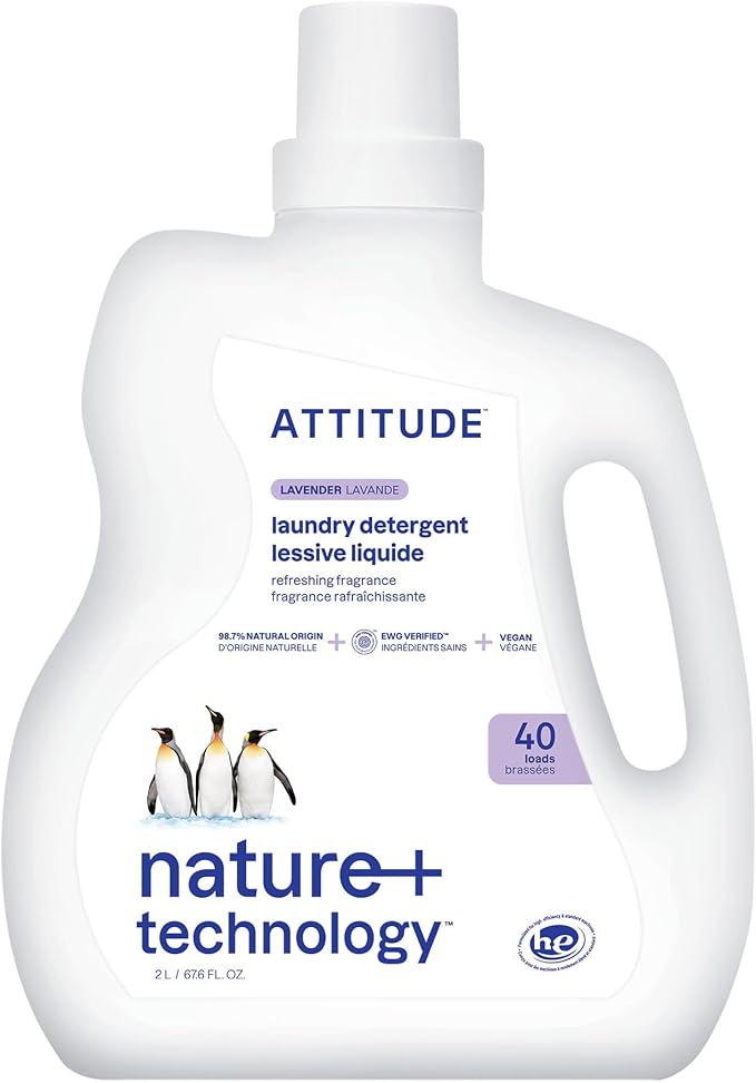 ATTITUDE Liquid Laundry Detergent, EWG Verified, HE Compatible, Plant-Based & by ATTITUDE