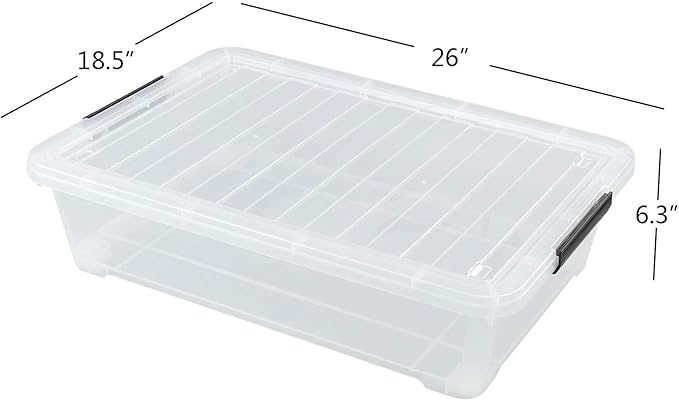 3-Pack Plastic Under Bed Storage Box Container, 40 Quart Clear Stackable - Image 2