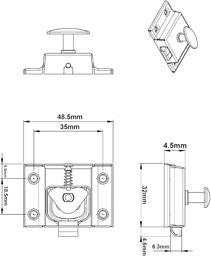 QCAA Oval Turn Cabinet Latch, for Cupboard & Other Furniture, Matte Black - Image 4
