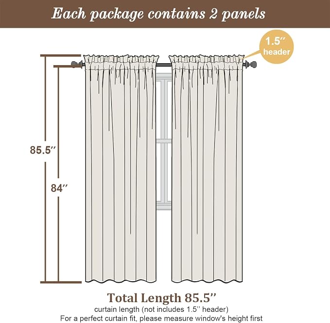 Chyhomenyc Mustard Yellow Sheer Curtains 84 Inch Length 2 Panels, Light - Image 2