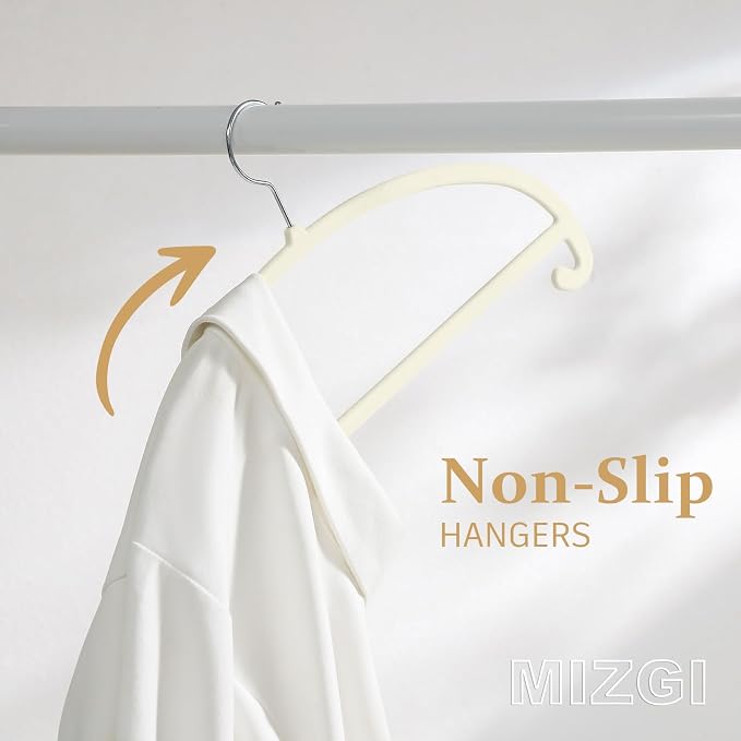MIZGI 50 Pack Ivory Velvet Hangers - Image 4