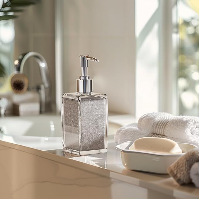 Navy Blue Soap Dispenser with Refillable Plastic Pump - Image 6