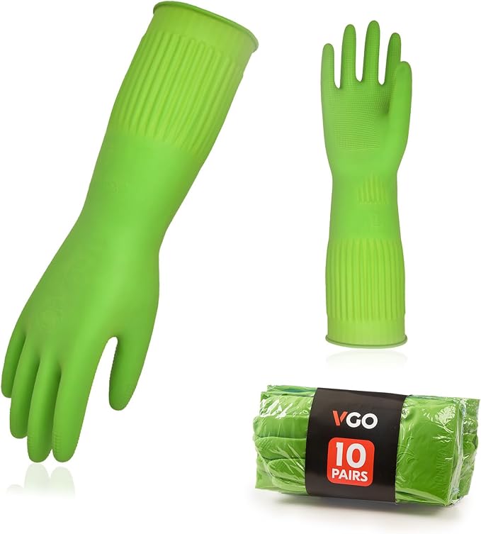 Vgo... 10-Pairs Dishwashing Gloves, Reusable Household Gloves, Kitchen Gloves by Vgo