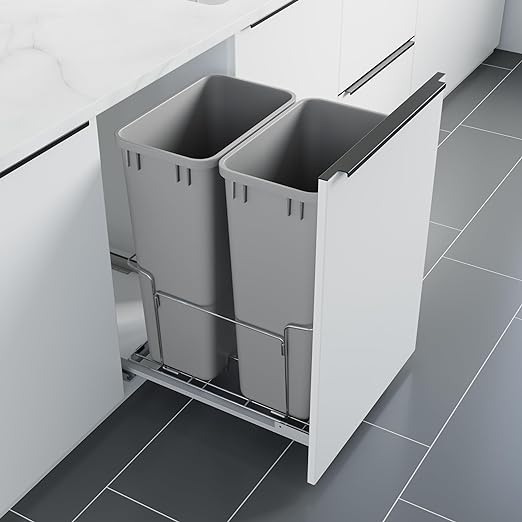 Dowell B18 Aluminum Base Wastebasket Pullout by DowellKitchenBath