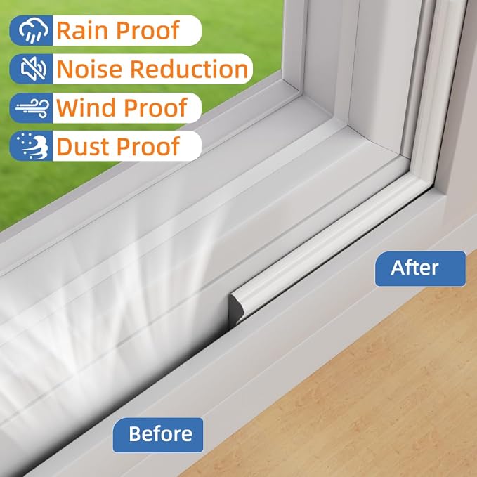 Wedge-Shape Window Weather Stripping Door Frame Seal Strip 196” White, Upgrade - Image 6