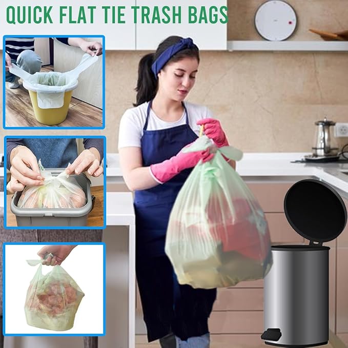 4-6 Gallon Flap Tie Compostable Trash Bags, Kitchen Compost Bags, Sturdy - Image 3