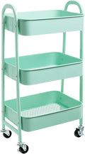 AGTEK Makeup Cart, Movable Rolling Organizer Cart, Macaron Blue 3 Tier Metal by AGTEK