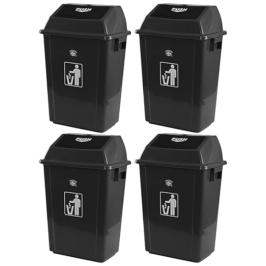 4-Pack 13 Gallon Plastic Swing Top Kitchen Trash Can, Garbage Bin by Nihenok
