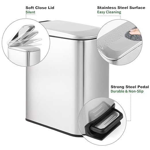 TIPGO Slim Bathroom Trash Can - Image 5