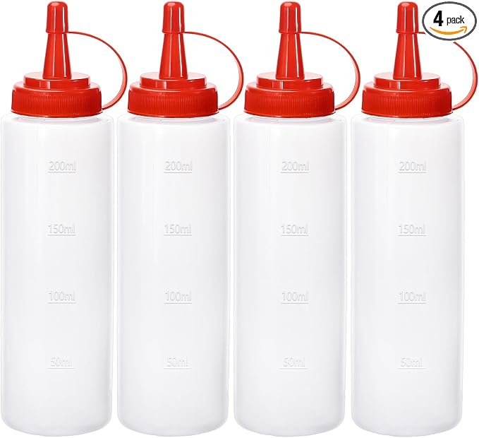 Condiment Squeeze Bottles Ketchup Dispenser, 4 Pack 8oz Squeeze Bottles by Katfort