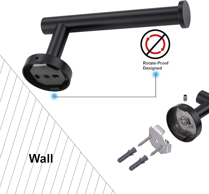 TASTOS Matte Black Toilet Paper Holder SUS304 Stainless Steel, Modern Round - Image 8