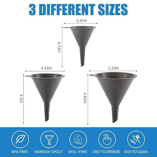 Plastic Kitchen Funnel Set of 3, Round Kitchen Funnels - Image 2
