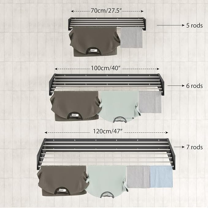 Step Up Laundry Drying Rack, Wall Mounted, Retractable Clothes Drying Rack - Image 2