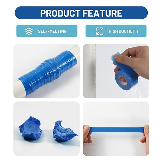 Self Fusing Silicone Tape 2 Rolls 1 in x 10' Blue Waterproof Rescue Tape Rubber - Image 4