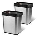 2 Pack Stainless Steel Trash Can 2 Gallon, Open Top Trash Can, Rectangle by TooCust