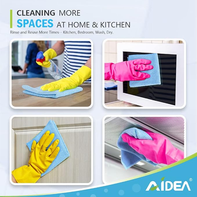 AIDEA Blue Microfiber Cleaning Cloth 24PK, Soft Absorbent Cleaning Rags - Image 7