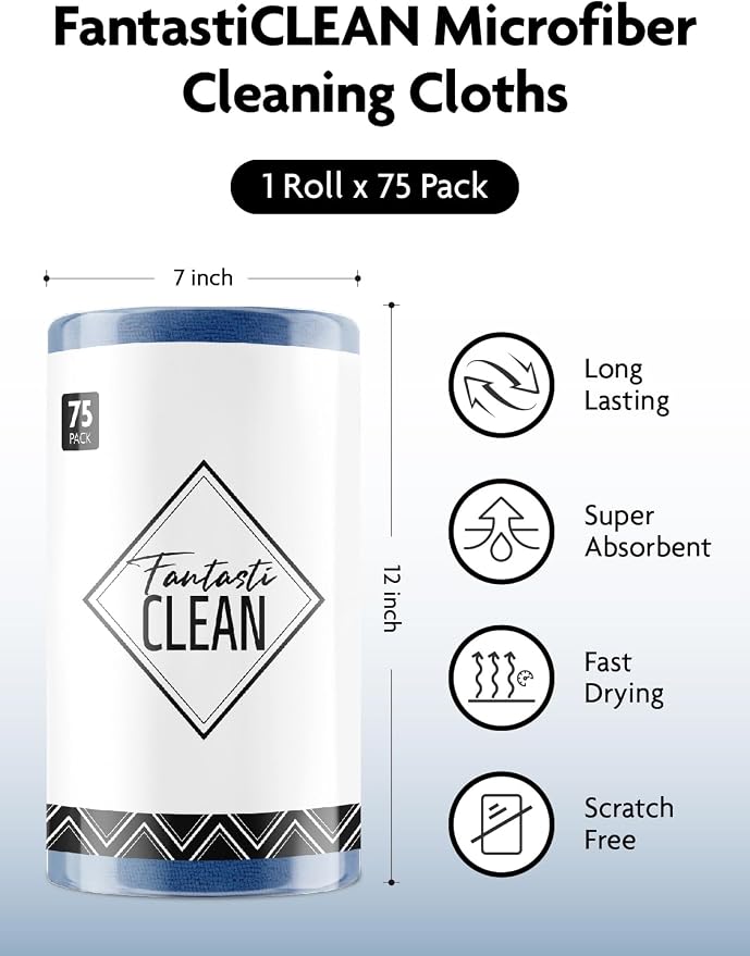 Fantasticlean Microfiber Cleaning Cloth Roll -75 Pack, Tear Away Microfiber - Image 4