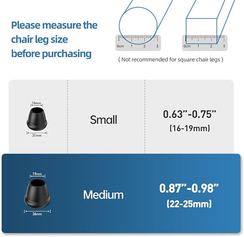 1 Inch Heavy Duty Rubber Chair Leg Caps - Image 2