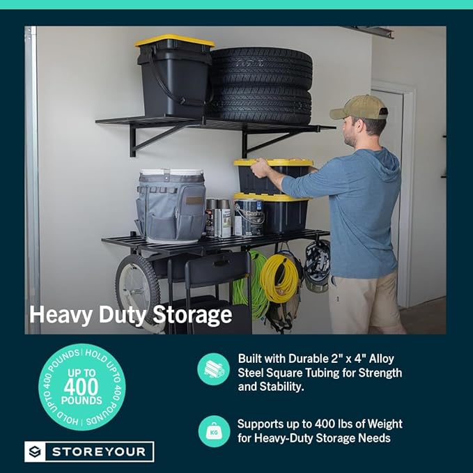 StoreYourBoard 2-Pack Heavy Duty Wall Shelves – Wall-Mounted Garage Storage - Image 4
