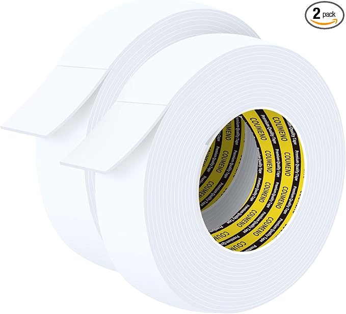 2 Pack Single-Sided Adhesive White Foam Tape 1.2inX16.4FT Single-Sided Sealing by COUMENOAdhesivetape