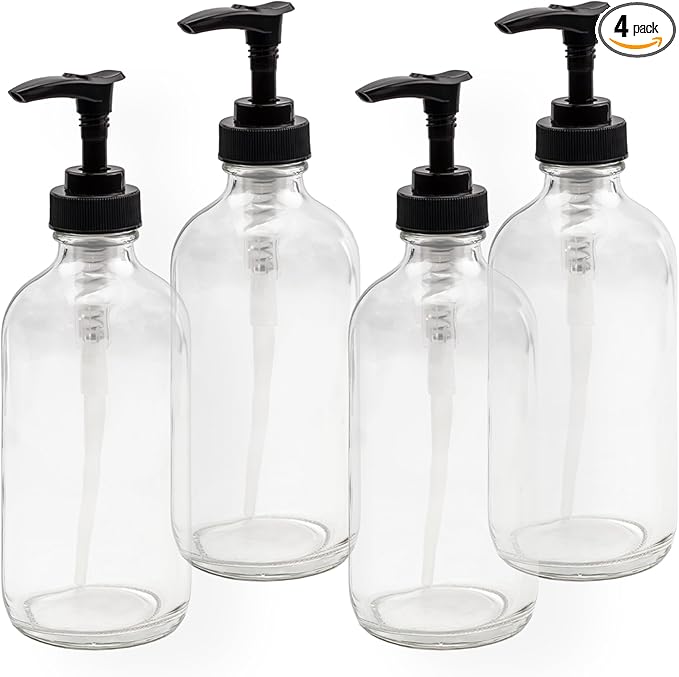Cornucopia Brands 8oz Clear Glass Pump Bottles, Great as Essential Oil Bottles by CornucopiaBrands