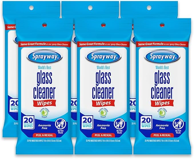Sprayway Glass Cleaner Wipes, On-the-Go Resealable Package, Pre-Moistened by Sprayway