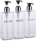Segbeauty 3pcs Clear Soap Dispenser, 16.9oz Refillable Shampoo Conditioner by Segbeauty