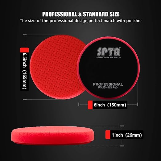 Red Finish Polishing Pads, Buffing Pads, SPTA 3Pcs 6.5 Inch Face - Image 2