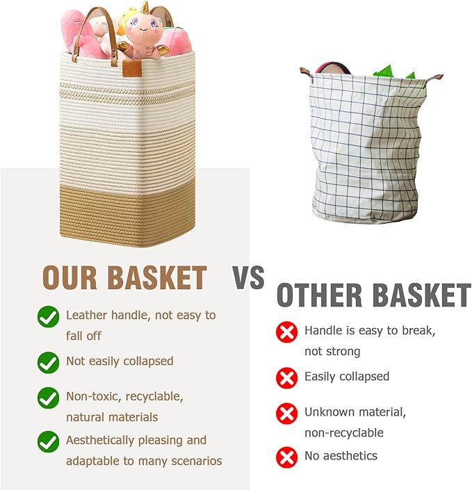 danpinera 100L Nursery Hamper, Tall Woven Laundry Basket - Image 7