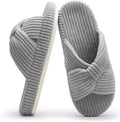 Chantomoo Slippers for Women Memory Foam House Bedroom Corduroy Bow Crossbands by Chantomoo
