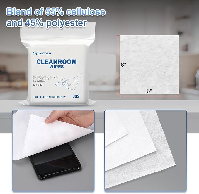 Cleanroom Wipes 6"x6" Lint Free Wipes - Image 3