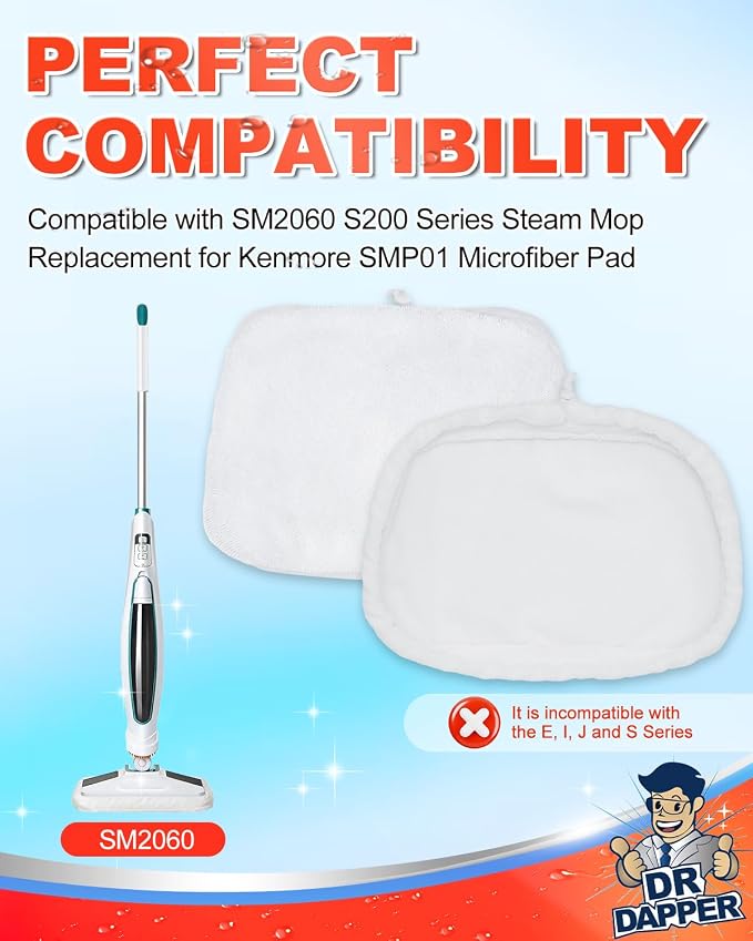 DR DAPPER 2 Pack SMP01 Steam Mop Replacement Pads Compatible - Image 2