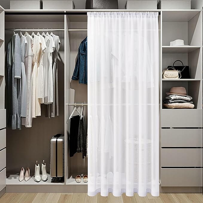 Tollpiz Sheer Curtain Closet Linen Textured Curtain Sheers Doorway Light - Image 3