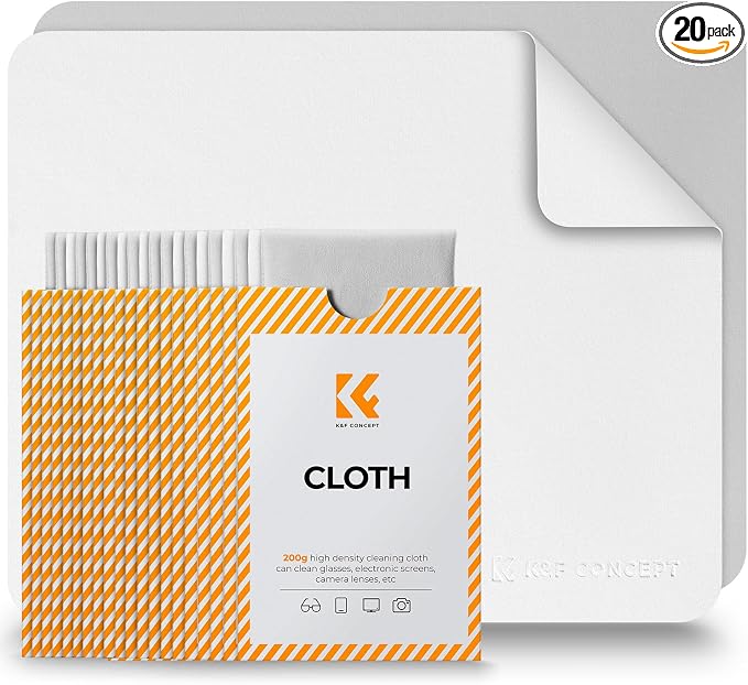 K&F Concept 20 Pack Lens Cleaning Cloth | Microfiber Cleaning Cloth | Camera by KFCONCEPT