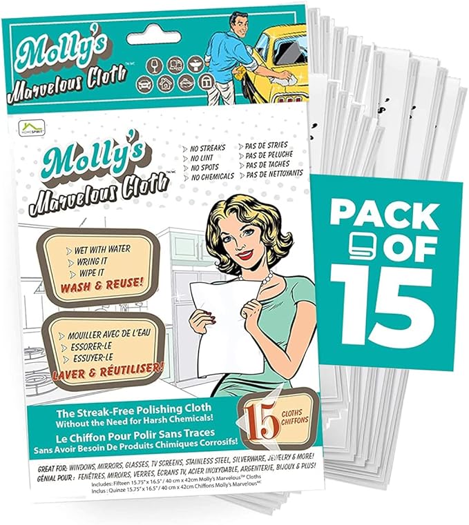 Molly's Marvelous Cloth, Streak-Free, Lint-Free Microfiber Cleaning Cloth by HomeSpirit