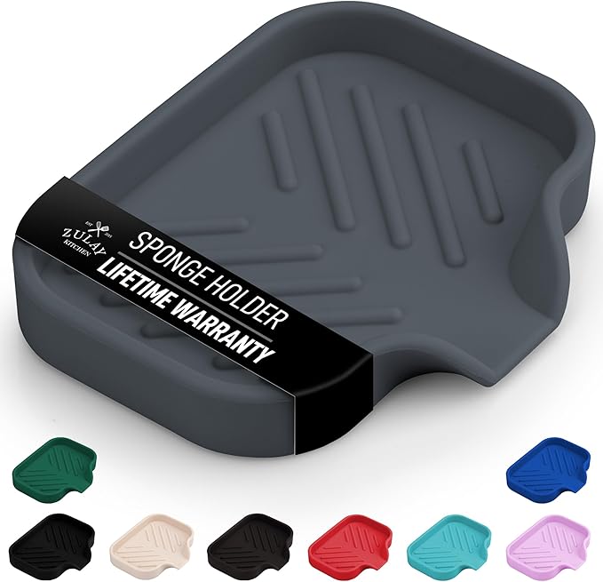 Zulay Kitchen Small Silicone Sponge Holder – Space-Saving Sink Organizer Tray by ZulayKitchen