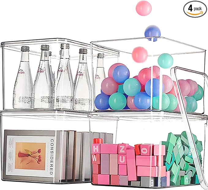 Clear plastic storage bins by GUMEIGODA