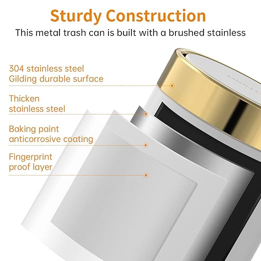 Mini Trash Can with Lid, Desktop Small Trash Can Recycling Bin Cute Metal - Image 3
