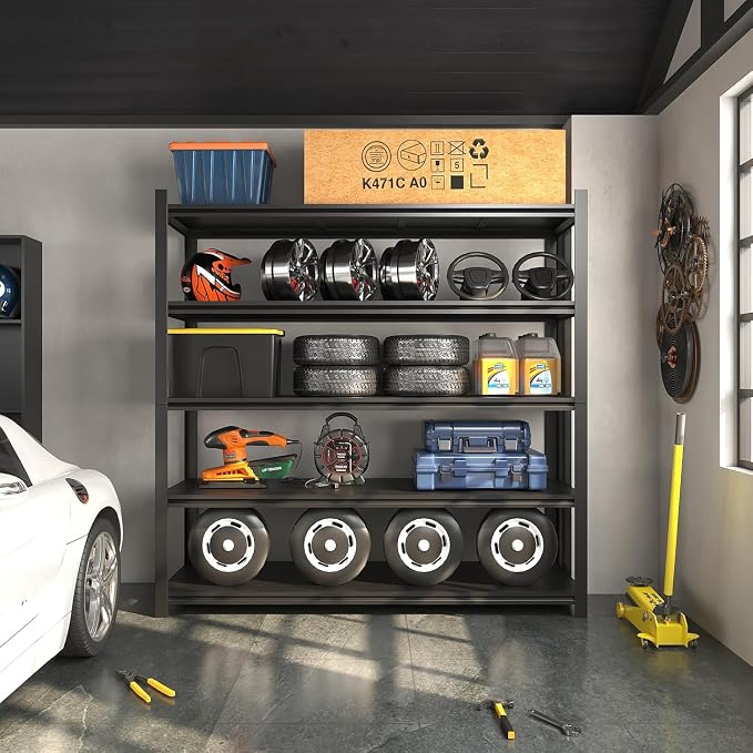 72" H Garage Shelving 2000LBS Heavy Duty Storage Shelves Adjustable 5 Tier - Image 7